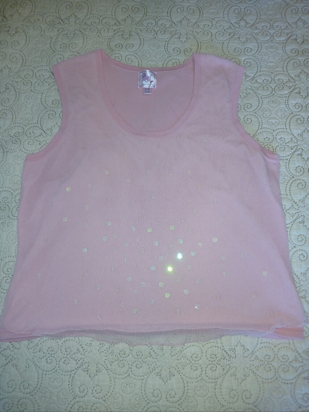 Pink Poodle Sequin Tank Top Size XL